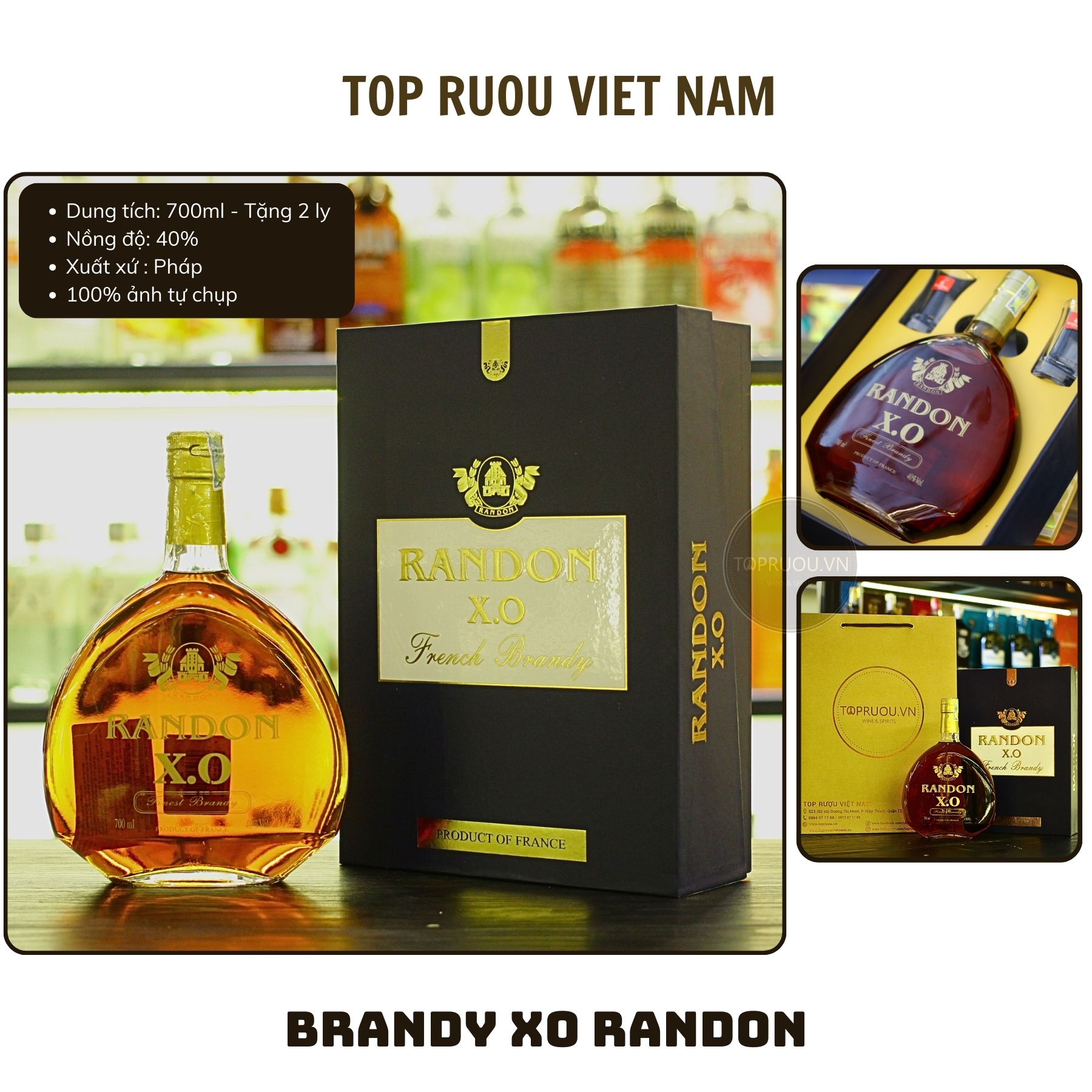 [TopRuouVietNam] Rượu Brandy XO Marcel - Harcourt - Royal - Randon 700ml [Hàng Thật]