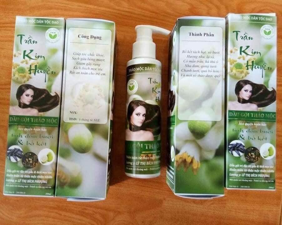Dầu gội thảo dược Trần Kim Huyền Tkh làm sạch kích thích tuần hoàn máu trên da đầu giúp tóc mọc nhanh bóng mượt