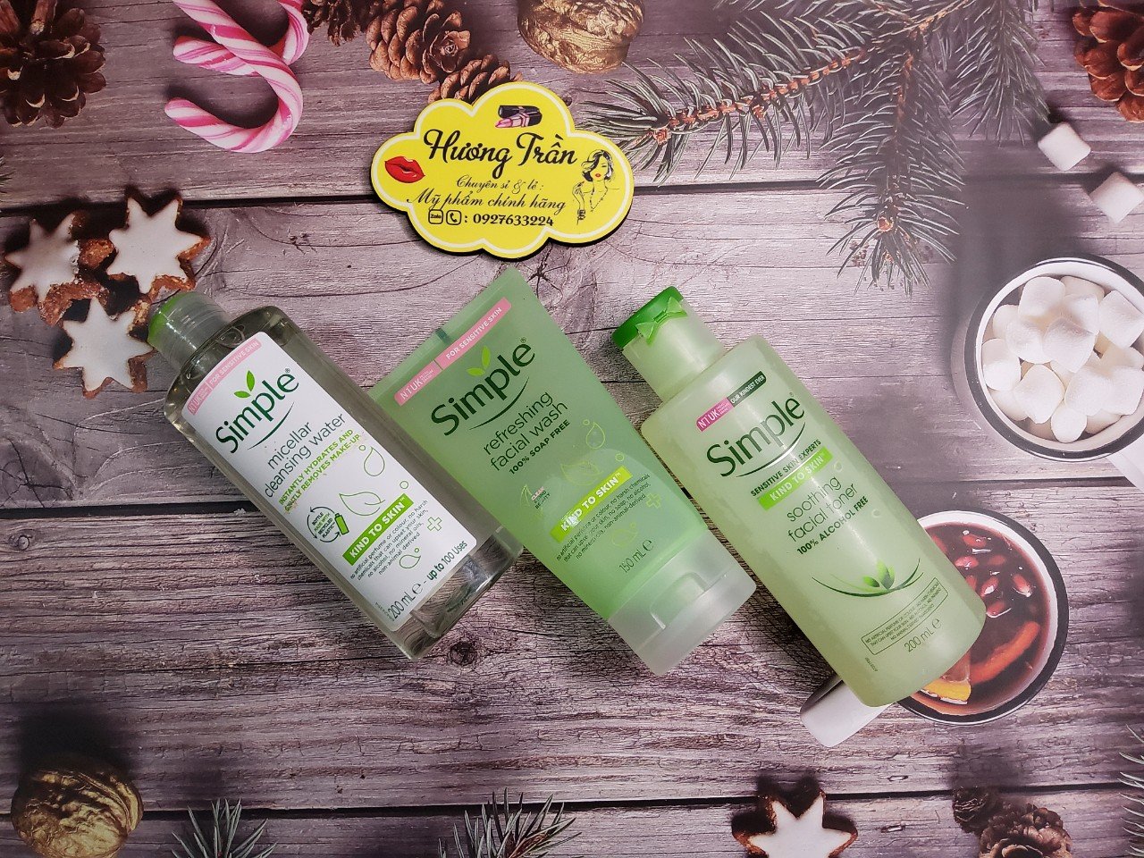 [Chính Hãng] Combo Tẩy Trang Và Toner Simple Tặng Bông Tẩy Trang