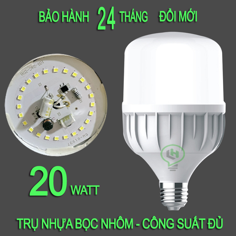 BÓNG ĐÈN LED 65W TRỤ NHỰA BỌC NHÔM BẢO HÀNH 2 NĂM ĐÚNG WATT
