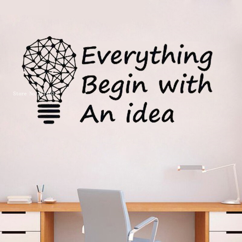 Decal Dán Tường Trang Trí Văn Phòng Bàn Làm Việc "Everything Begin With An Idea" (27 x 58 cm)
