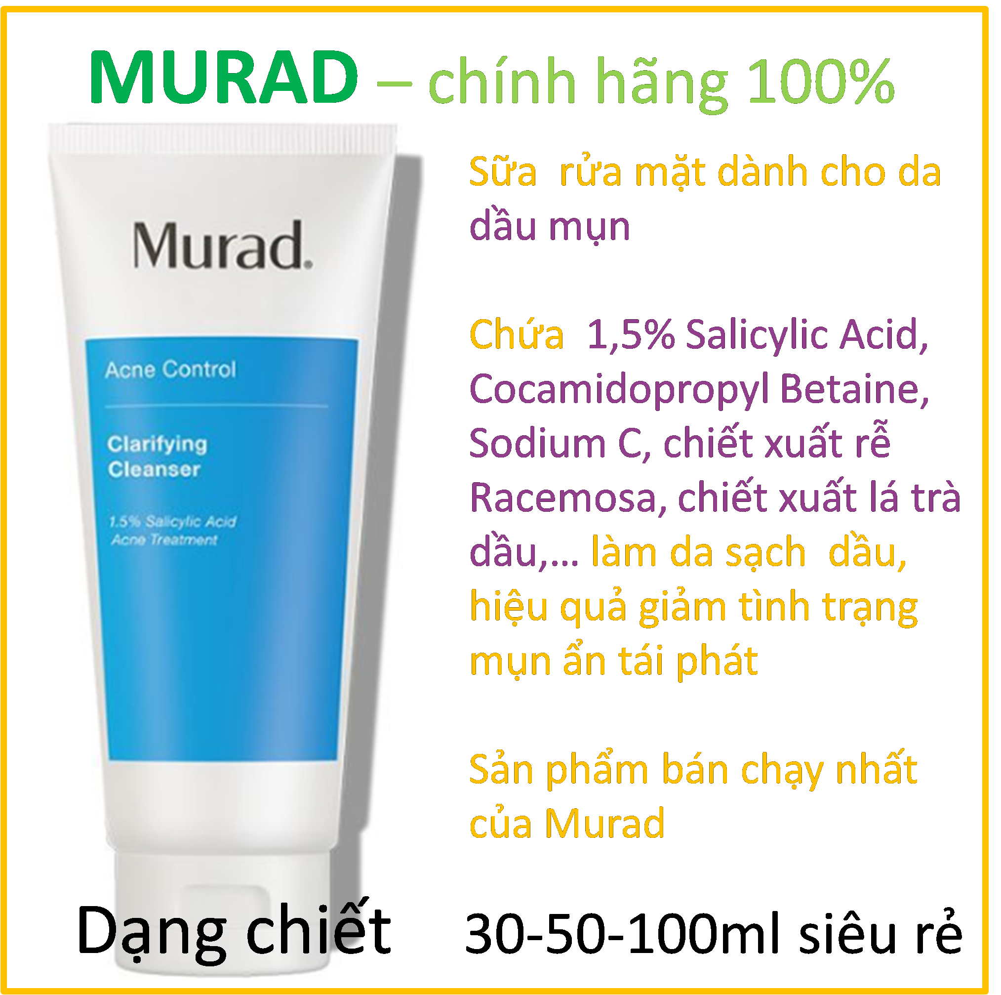 [Hcm]Sữa Rửa Mặt Murad C - Cleanser Và Clarifying Từ Mỹ