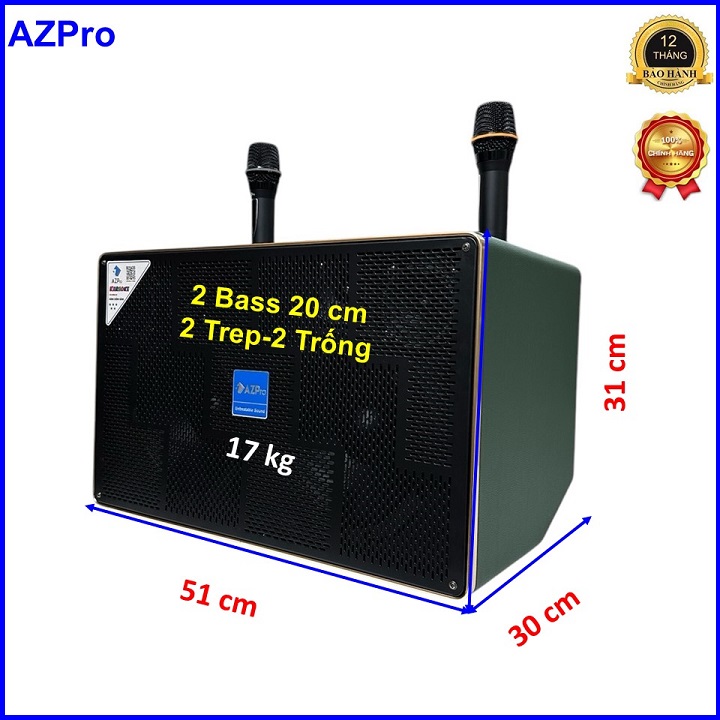 Loa Bluetooth chính hãng Azpro công suất 2 bass 20-6 đường tiếngAZ-D318 mạch 12 núm chỉnhRrevert