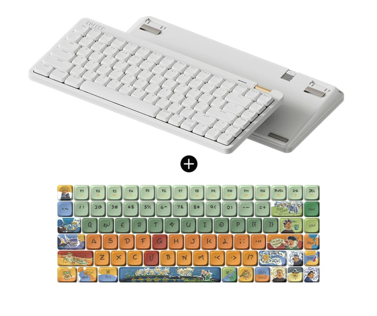 Bàn phím cơ không dây Lofree Flow Lite chính hãng 84100 kết nối bluetooth 2.4g dây Kailh switch LED