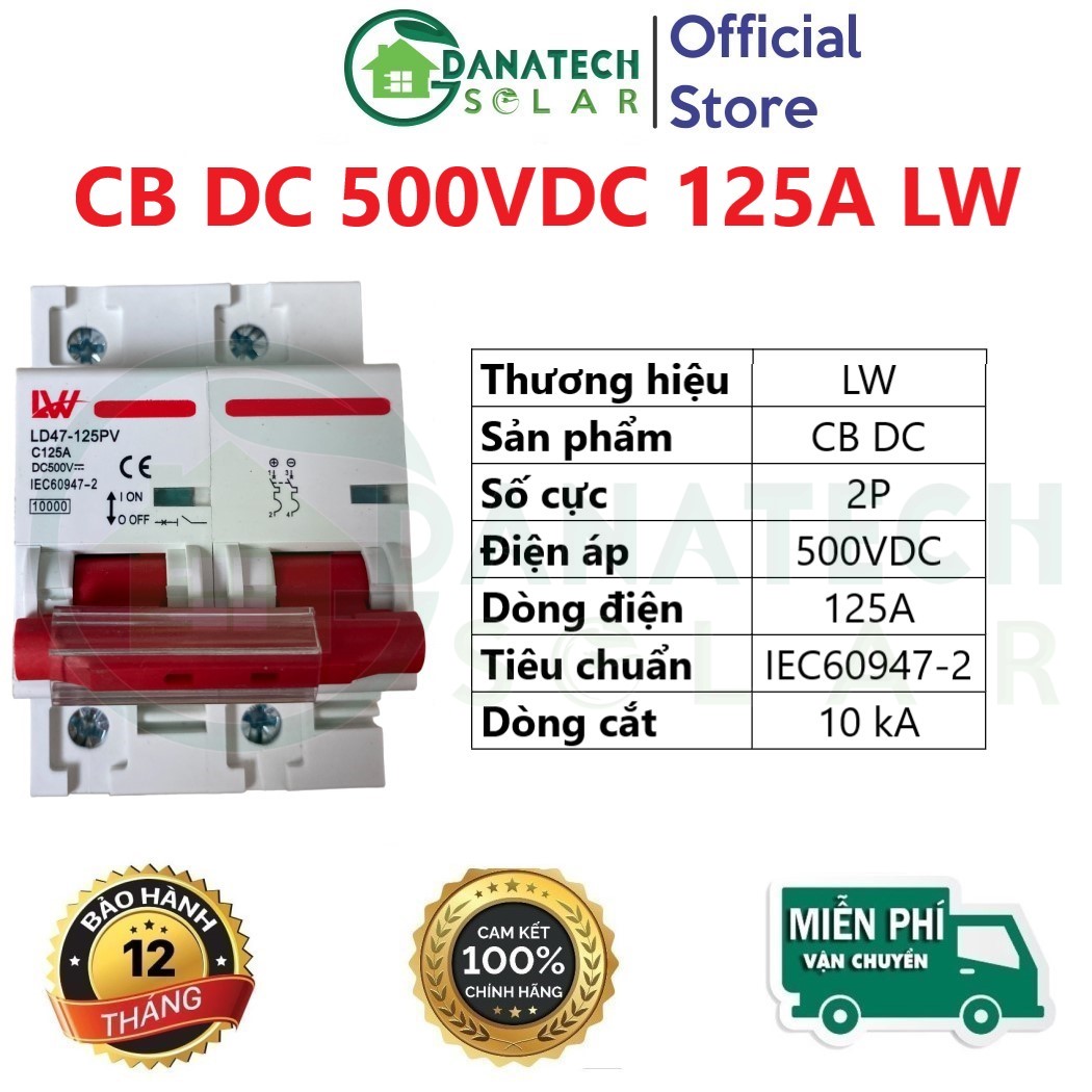 CB DC chuyên dụng chính hãng LW FEEO 16A đến 125A | Bảo vệ quá tải ngắn mạch cho năng lượng mặt trời