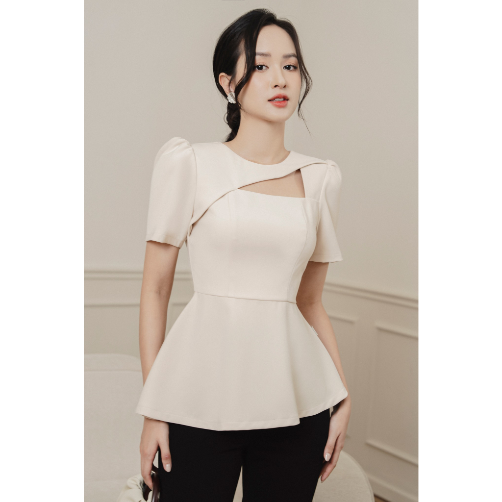[Nhập LAZSOCIAL10 giảm 20% đơn 199k] TIINSTORE Áo đáp chéo cut out peplum   AHN744