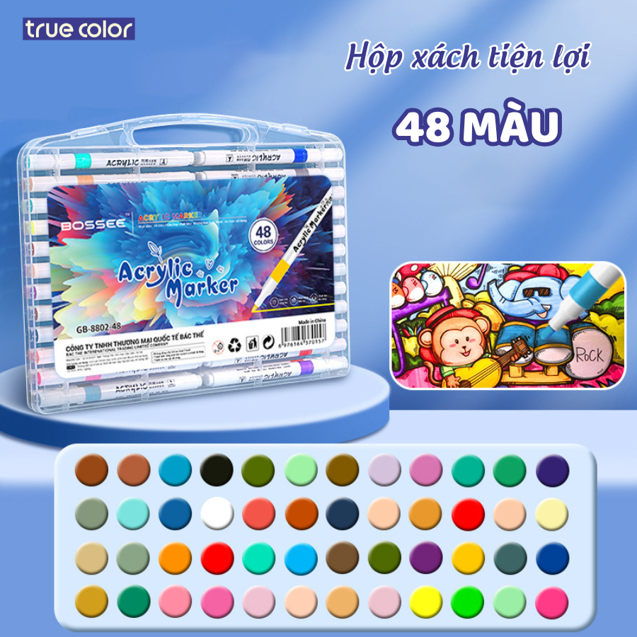 Bộ 80 Màu Acrylic Marker Bộ 12/24/36/48/60/80 Bút Màu Sơn Acrylic Bút Màu Tô Trên Mọi Chất Liệu Màu Vẽ Không Thấm Qua Mặt Sau Màu Sắc Tươi Sáng Hộp Đựng Trong Suốt Tiện Lợi Bút Tô Vẽ DIY An Toàn Cho Bé