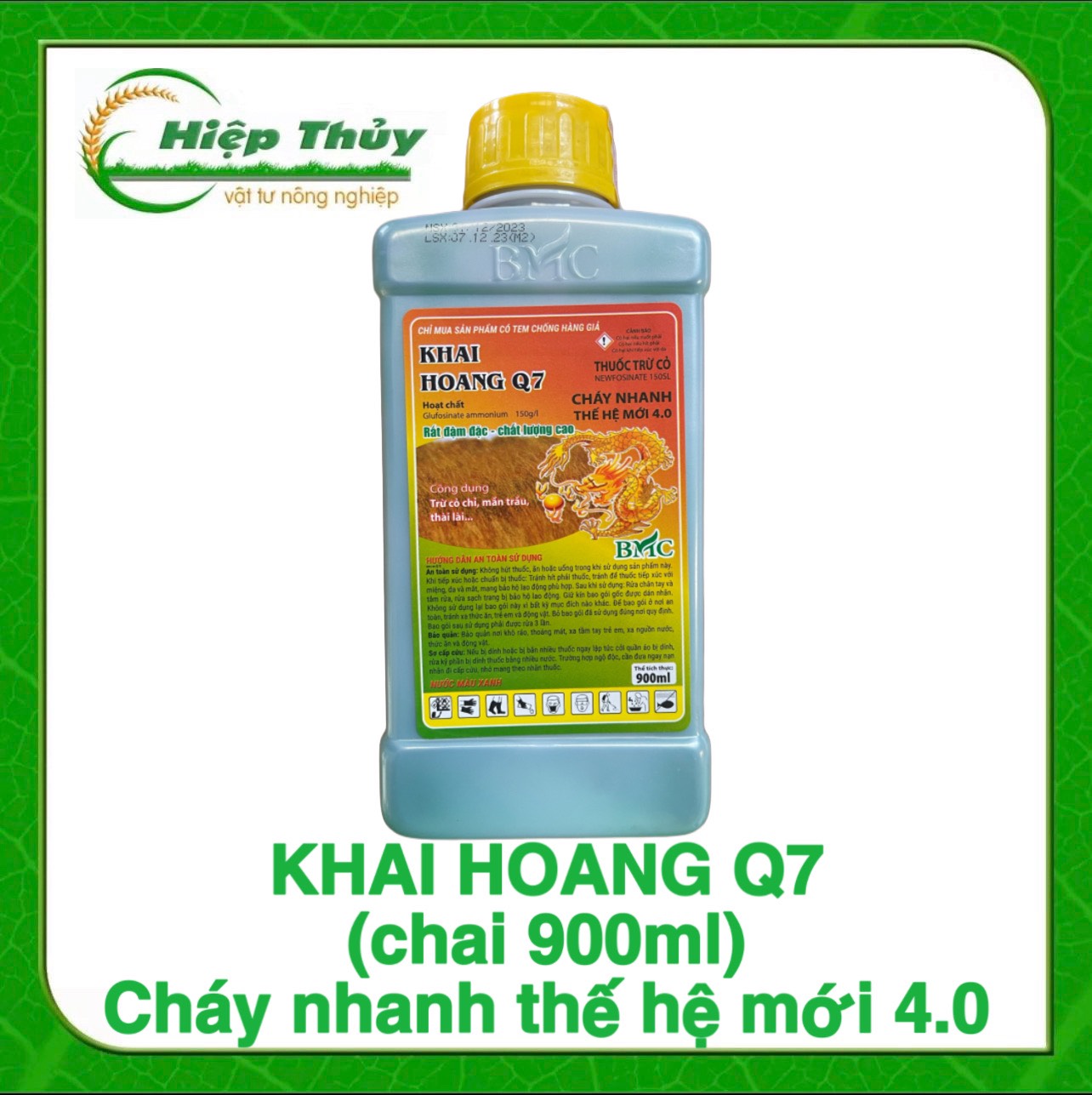 Cỏ KHAI HOANG Q7 công ty BMC chai 900ml nước xanh - Hàng Chính Hãng