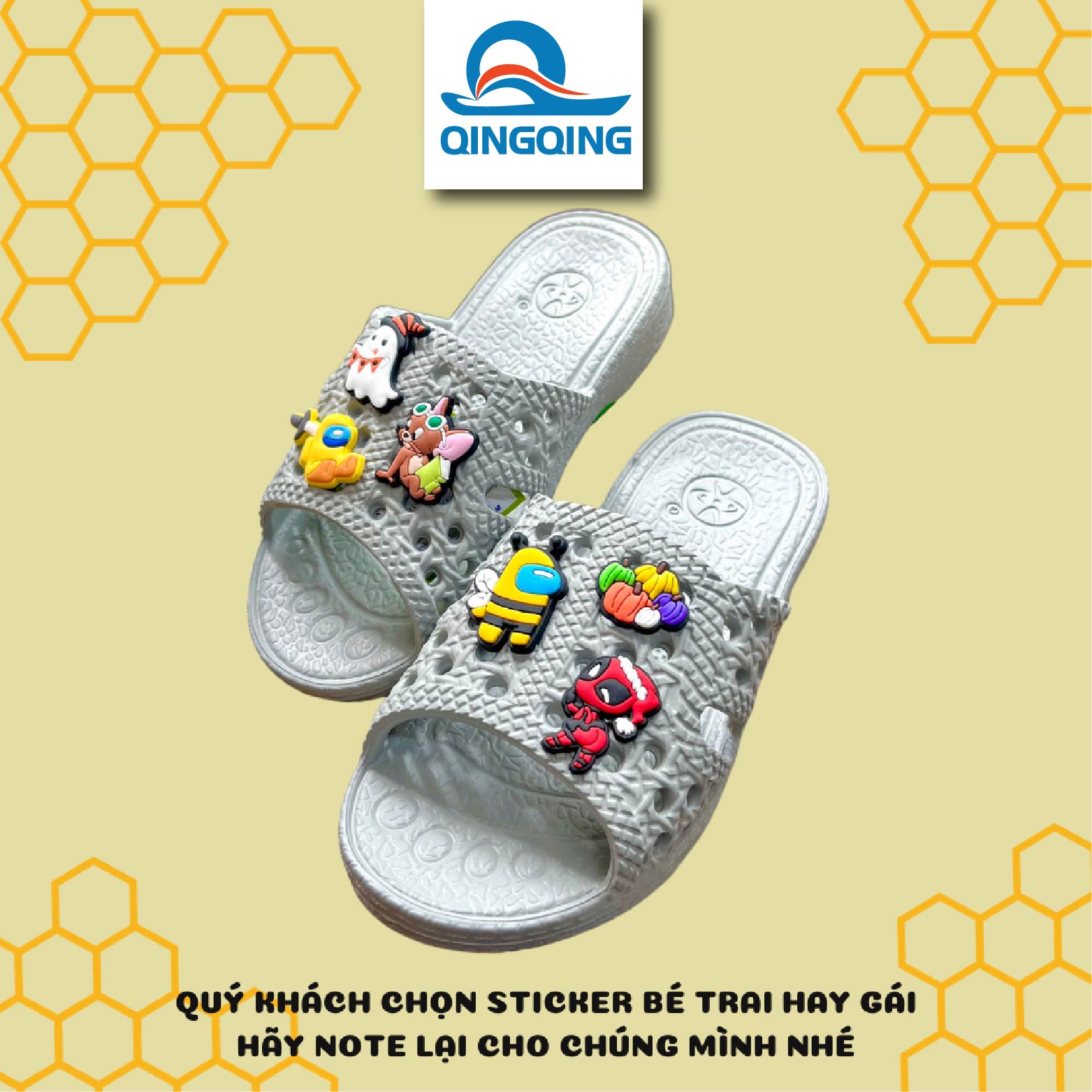 Dép tổ ongdép tổ ong cho bé (2-6 tuổi) kèm sticker -Hàng Việt Nam -Chất liệu Nhựa EVA siêu nhẹ