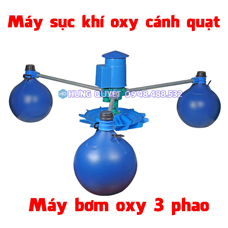 Máy bơm sục khí công suất lớn máy bơm tạo oxy hình cánh quạt 3 phao dùng trong nuôi trồng thủy sản n