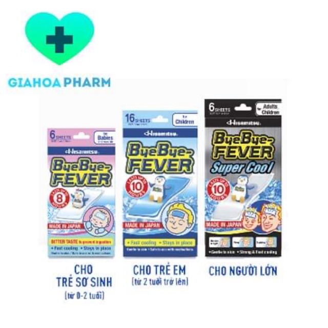 [HCM]Miếng dán hạ sốt Byebye Fever (Hisamitsu) túi 2 miếng