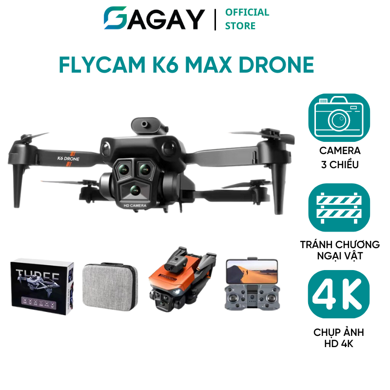 Flycam máy bay không người lái K6 Max Drone tránh chướng ngại vật toàn diện fly cam camera 3 chiều hình ảnh 4k GAGAY