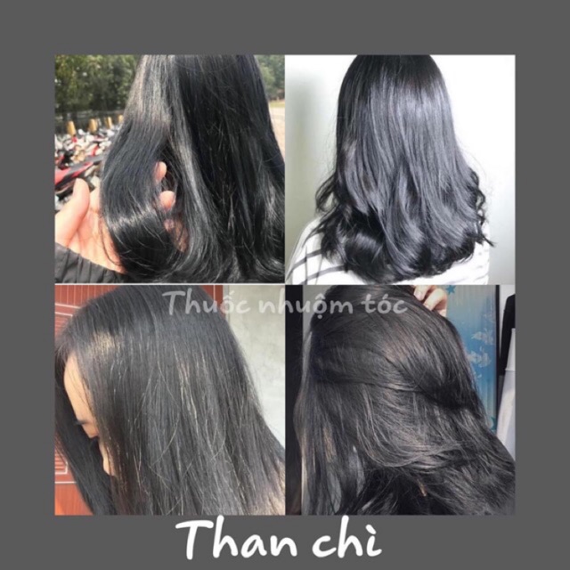 Thuốc Nhuộm Tóc Tại Nhà Siêu Dễ Dàng Tiện Lợi Màu Than Chì(Tặng kèm Oxi Trợ Dưỡng Và Găng Tay)