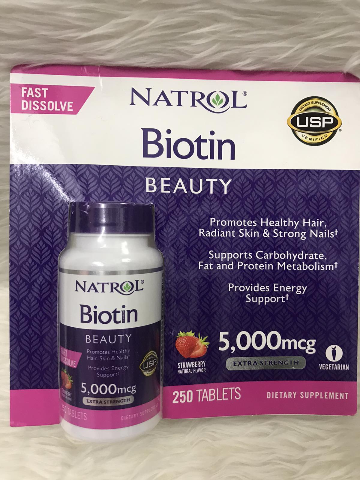 [Hcm]Kẹo Đẹp Da Tóc Biotin Beauty 5000Mcg 250V Của Mỹ