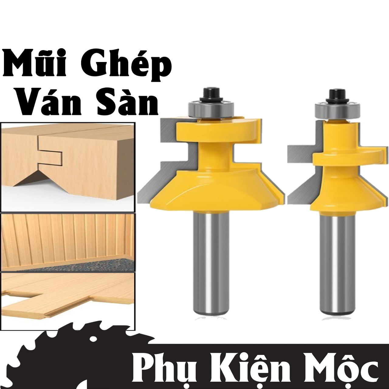 Bộ 2 mũi soi gỗ mũi phay gỗ ghép ván sàn ghép nan trần ghép nẹp tường Muwang nhập khẩu Đài Loan