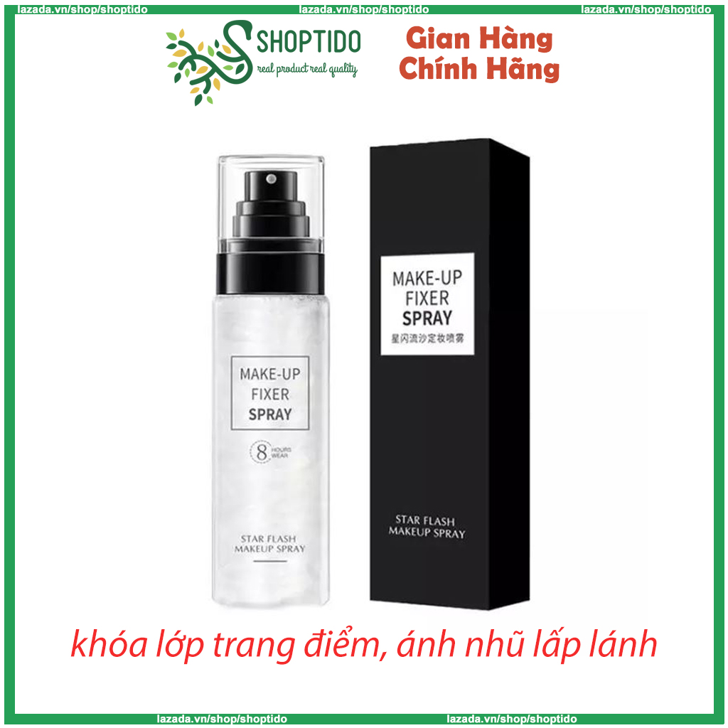 Xịt khoáng khóa nền trang điểm Hanumu và Lifusha ánh nhũ giữ lớp makeup Fixer Spray 100ml NPP Shoptido
