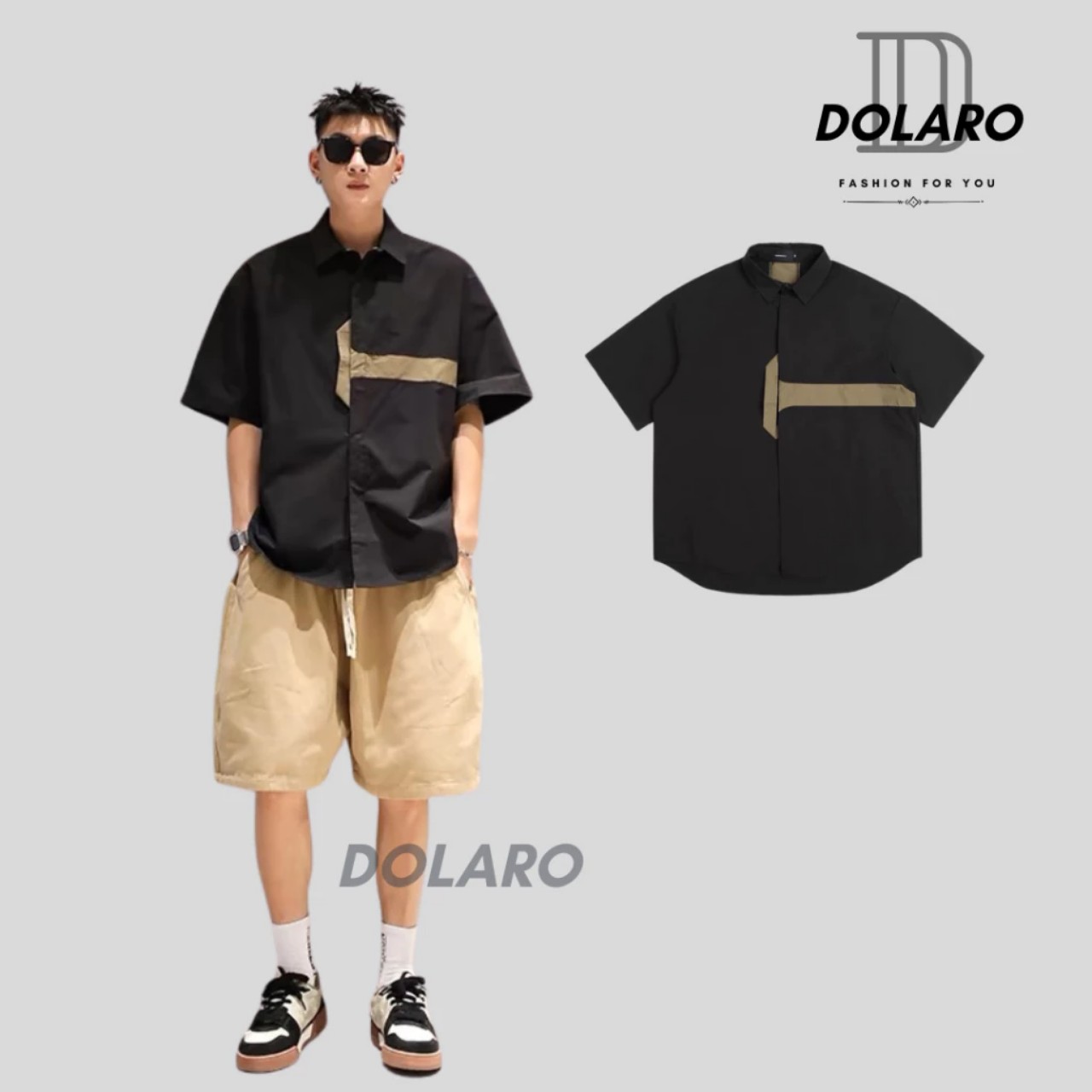 Áo sơ mi kiểu tay ngắn lụa local brand DOLARO hợp với thời trang 2024 áo sơ mi tartan phong cách dou