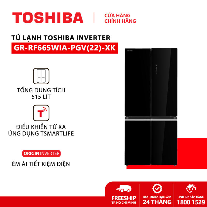 Tủ lạnh Toshiba Inverter 515 lít GR-RF665WIA-PGV-XK - Điều khiển cảm ứng bên ngoài Làm lạnh nhanh Khoá trẻ em Điều khiển từ xa trên ứng dụng TSmartLife - Hàng chính hãng bảo hành 2 năm
