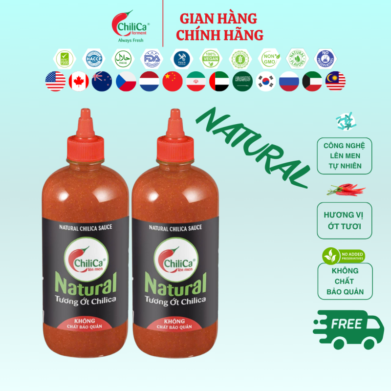 Bộ 2 Natural Tương Ớt ChiliCa 712g - Lên Men Tự Nhiên Không Chất Bảo Quản Không Chất Điều Vị Không Hương Liệu