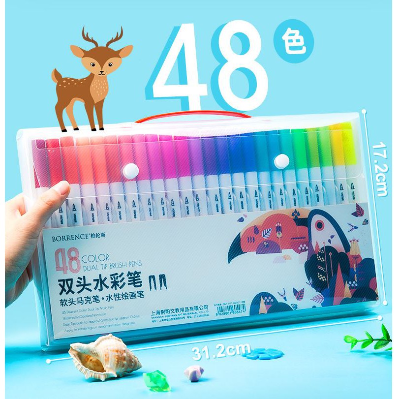 Bộ Bút lông kim 2 đầu brush dùng để vẽ tô màuSketch hoặc viết calligraphy-set 48/72/100 màu Laluna- 