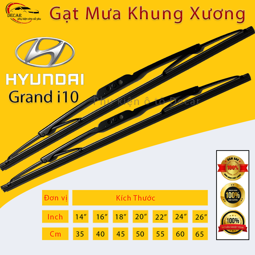 [HYUNDAI I10] 1 Cặp cần gạt mưa khung xương chổi gạt mưa xe Hyundai I10  gạt kính xe oto thanh gạt n