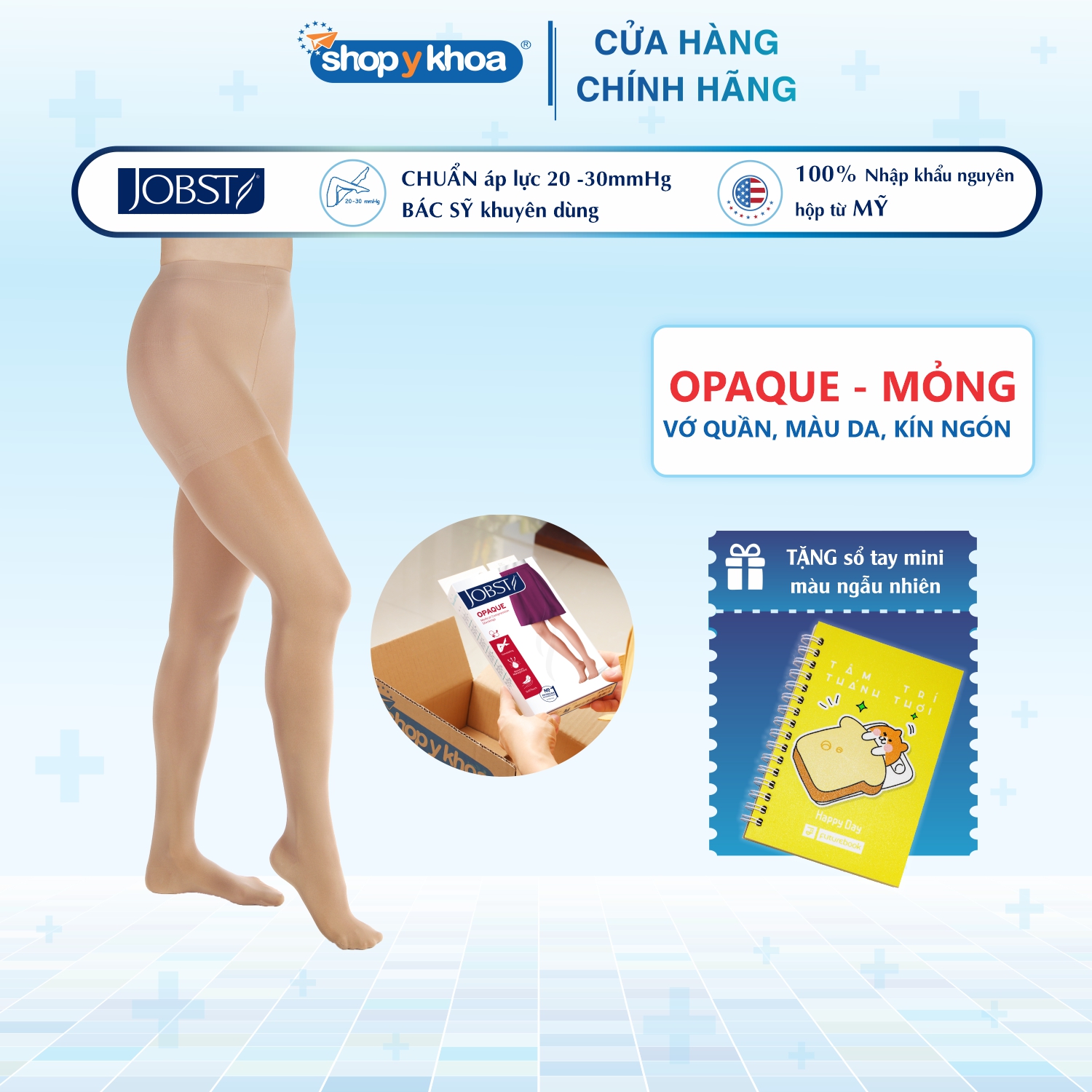 [CÓ QUÀ TẶNG] Vớ Y Khoa JOBST Opaque Quần/Hông Màu Da Kín Ngón Suy Giãn Tĩnh Mạch Áp Lực 20-30mmHg (