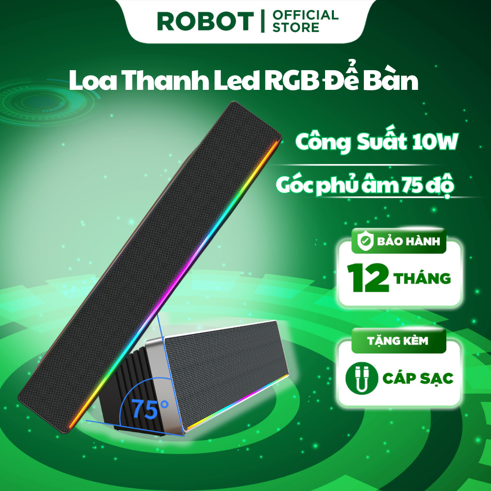 Loa bluetooth thanh Robot RB680 công suất lớn 10W LED RGB để bàn bass mạnh âm thanh hay pin lâu hỗ t