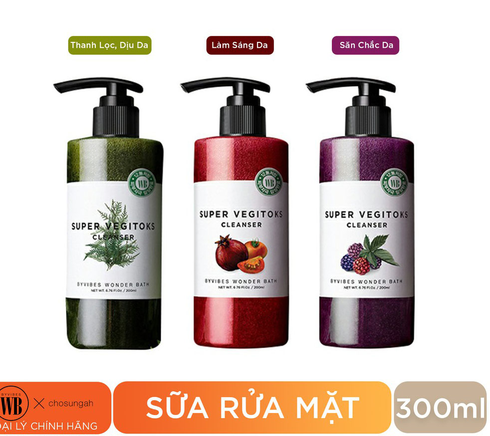 [HCM]Sữa Rửa Mặt Thải Độc Sủi Bọt Rau Củ Super Vegitoks Cleanser chai 300ml