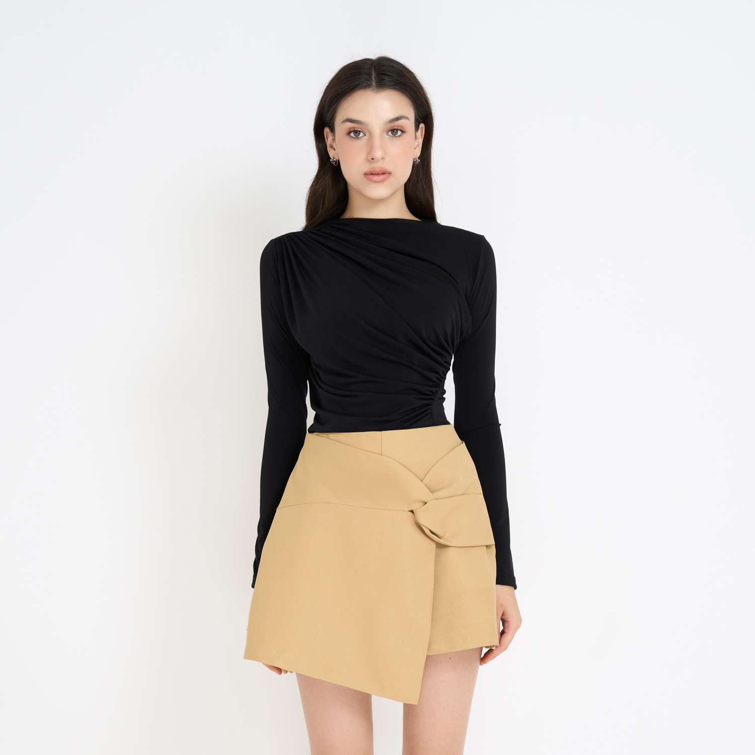 Áo Thun Ôm Rayon Nhún Kiểu Tay Dài Maybi Áo Ôm Body Dài Thời Trang Nữ Hiện Đại Trẻ Trung