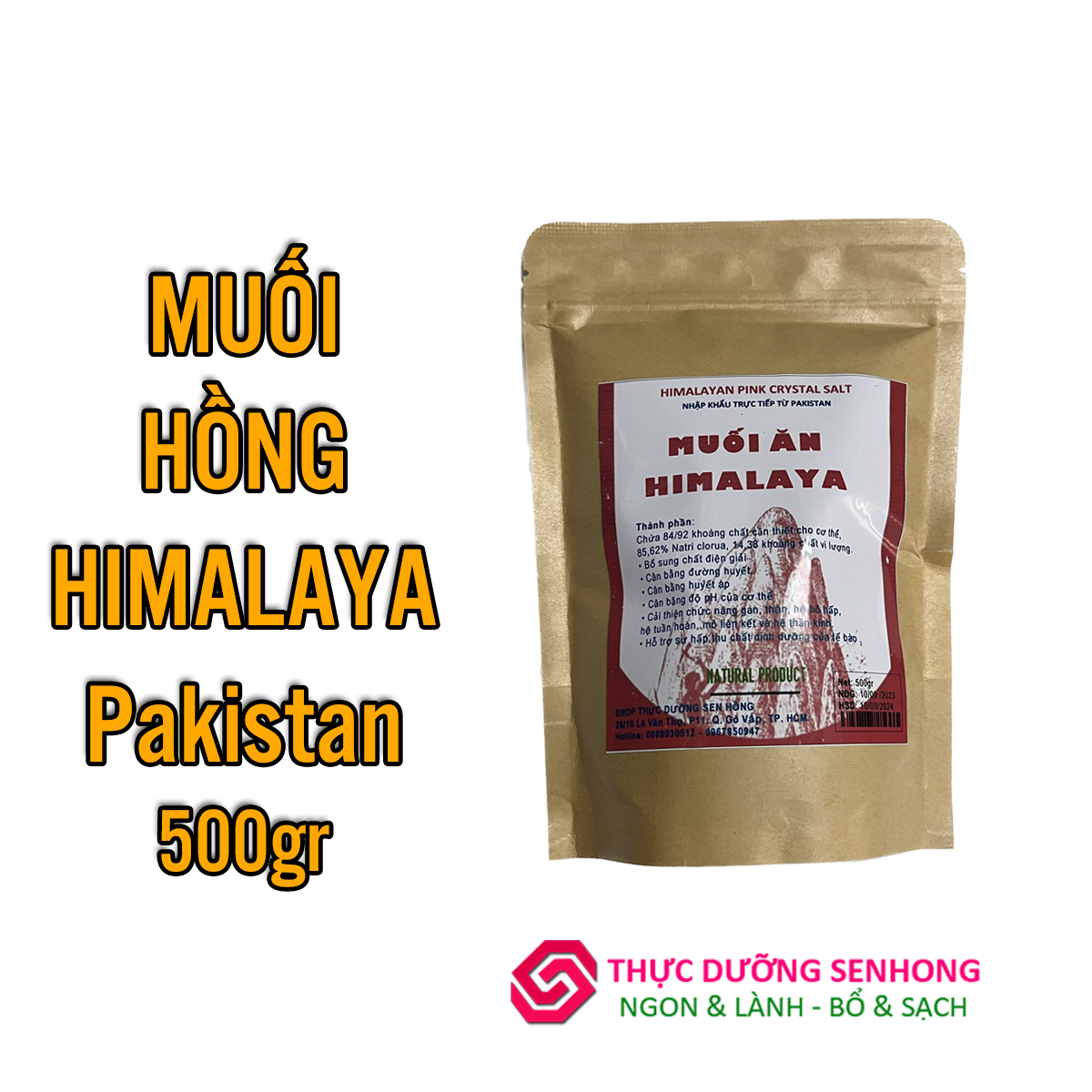 Muối hồng Himalaya (500gr) Muối Organic nhập khẩu Pakistan