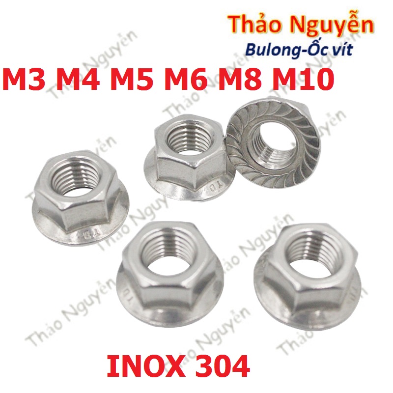 Đai ốc liền long đền INOX 304 - Tán liền long đền Tán Hở M3 M4 M5 M6 M8