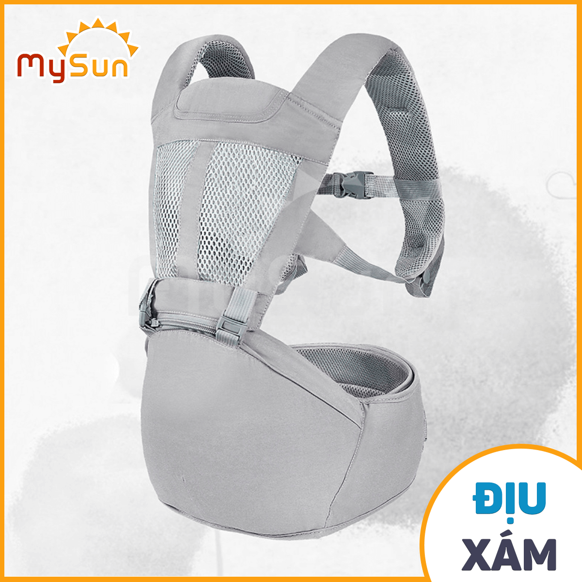 Đai địu vải lưới có bệ ngồi 4 tư thế cho trẻ sơ sinh em bé 1 2 3… 36 tháng tuổi đi xe máy MySun
