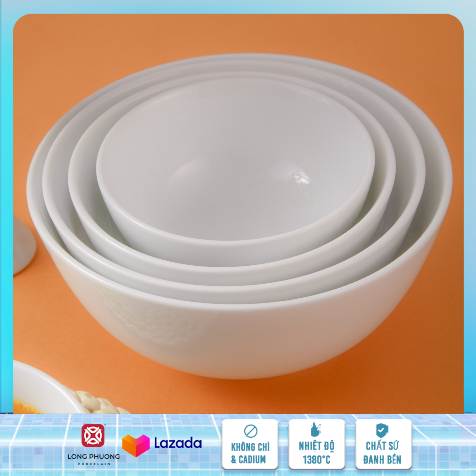 Tô sứ Tô tống - Bát ăn mì sứ Bát tô đựng cơm canh bát to trắng sứ cao cấp Long Phương
