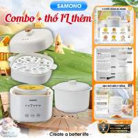 (BH 1 Năm)Nồi nấu chậm đa năng 1L Samono SW-SC10 kèm lồng hấp nấu cháo hầm chưng yến giúp chín đều thức ăn giữ nguyên dinh dưỡng nồi sứ đạt chuẩn an toàn đế chống trượt - Hàng chính hãng