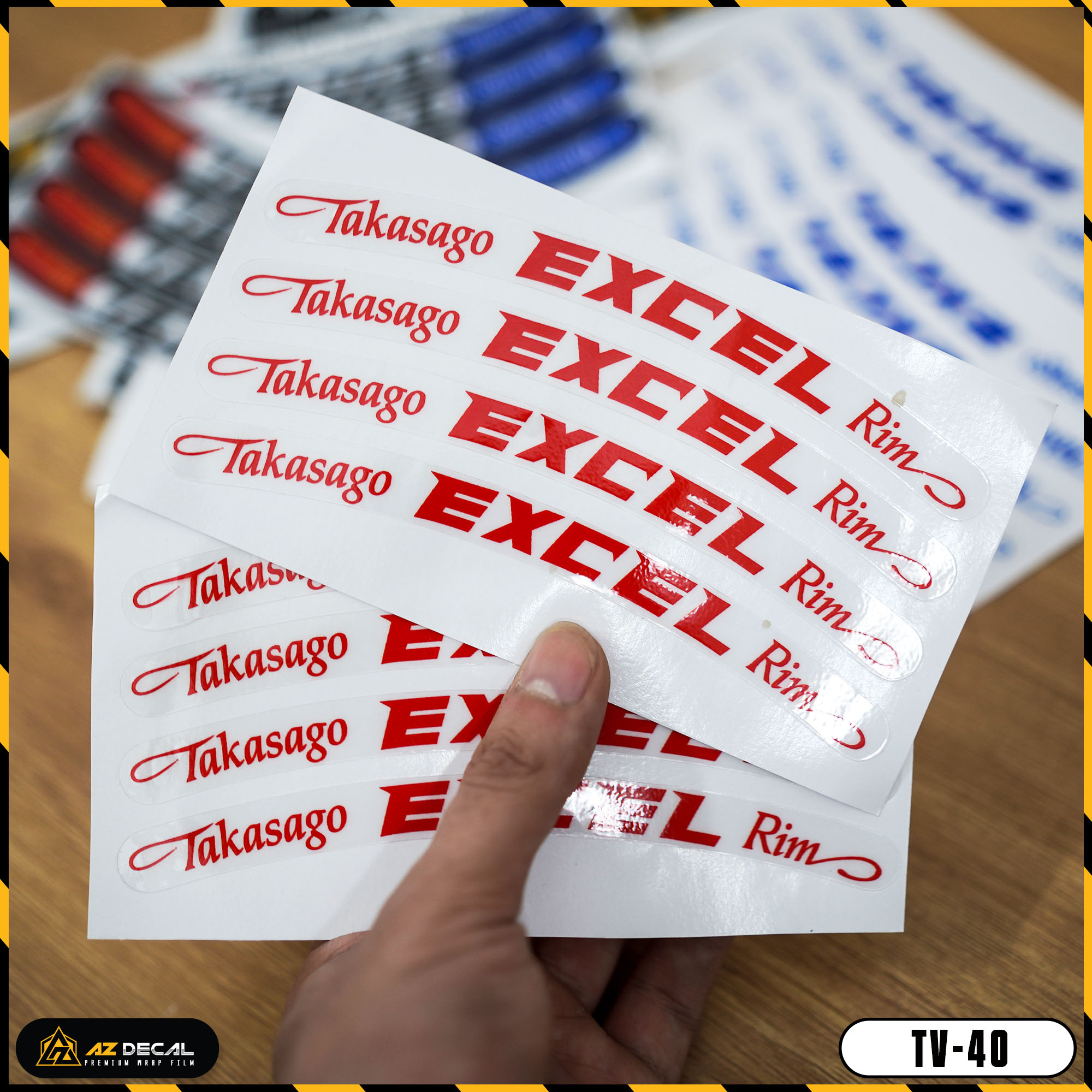 Tem Vành Phản Quang Mẫu Excel Nhiều Màu | TV40 | Team Decal Hình Dán Mâm Xe Máy Xe Đạp Dễ Dán Chống 