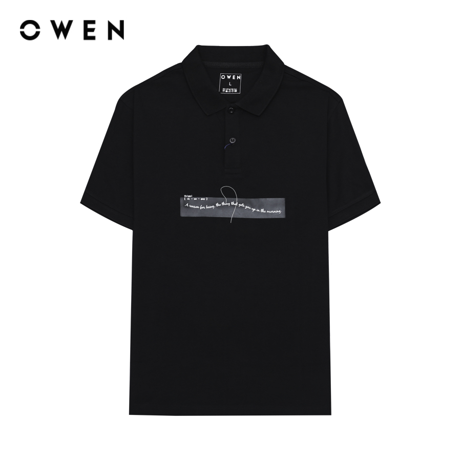 OWEN - Áo polo ngắn tay Body Fit APV243795 màu Đen chất liệu CVC Spandex