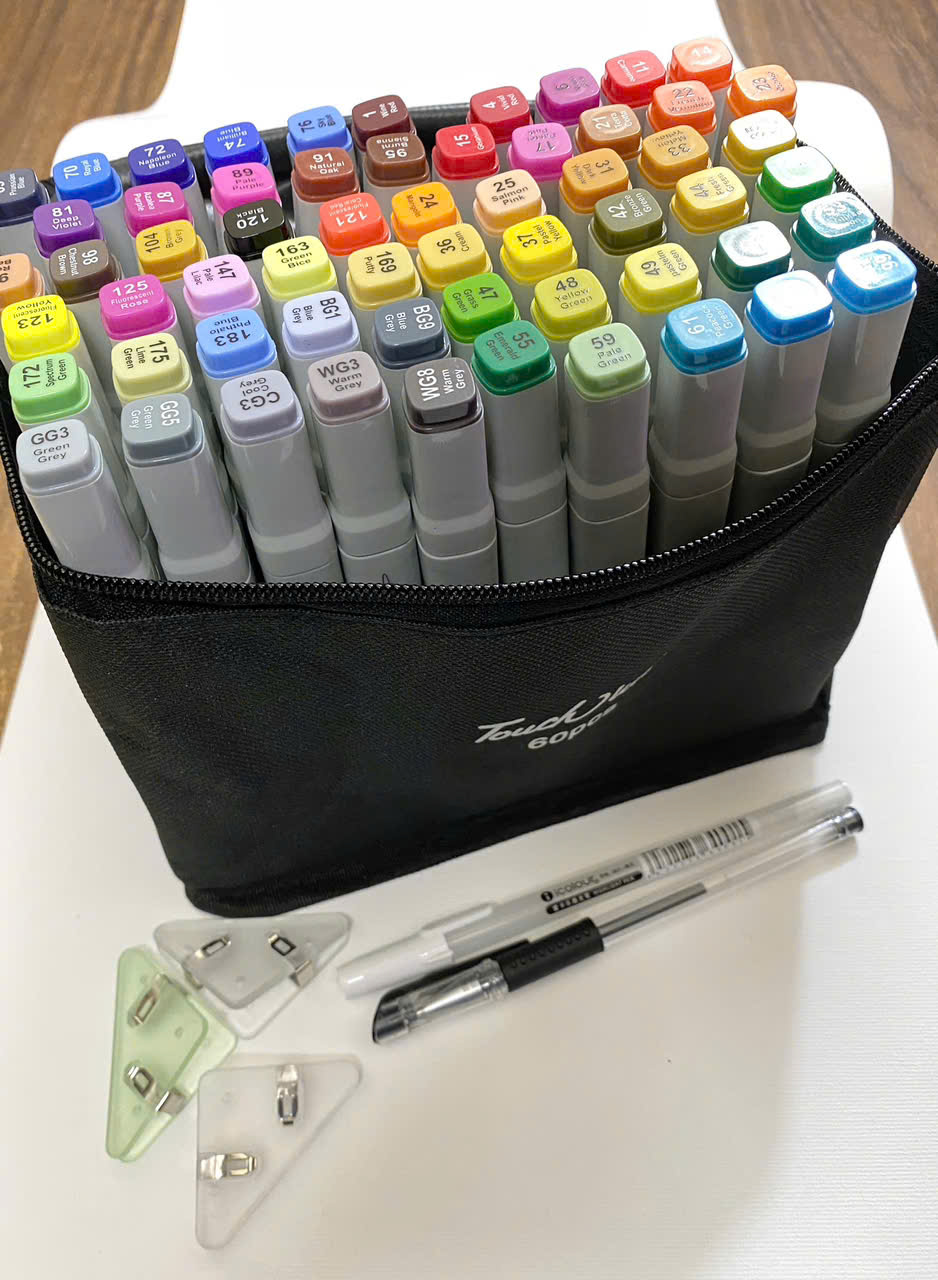 Bút Marker TouchLiit 6 Phiên Bản Mới Mix Đầu Cọ Brush 30/40/60/80 Màu Có Đế