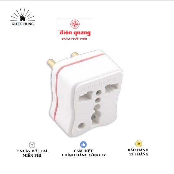 Phích cắm điện chuyển đổi đa năng từ 3 chân sang 2 chân Điện Quang ổ cắm chuyển đổi đa năng  Đq UA2A