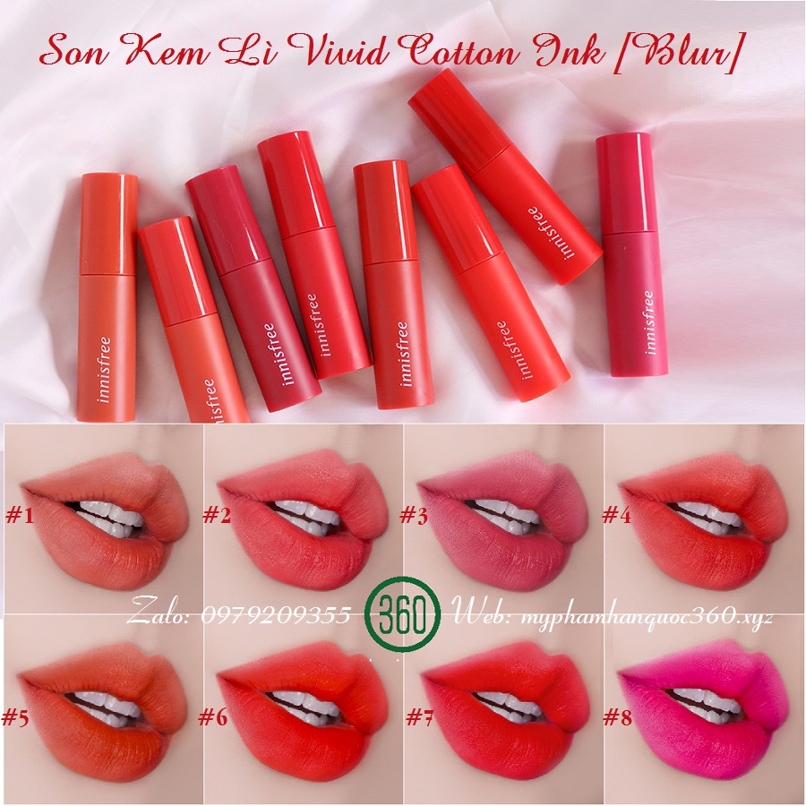 [New] Son Kem Lì Mịn Nhẹ Innisfree Vivid Cotton Ink [Blur] 4G Chất Lượng Đảm Bảo An Toàn Đến Sức Khỏe Người Sử Dụng Cam Kết Hàng Đúng Mô Tả