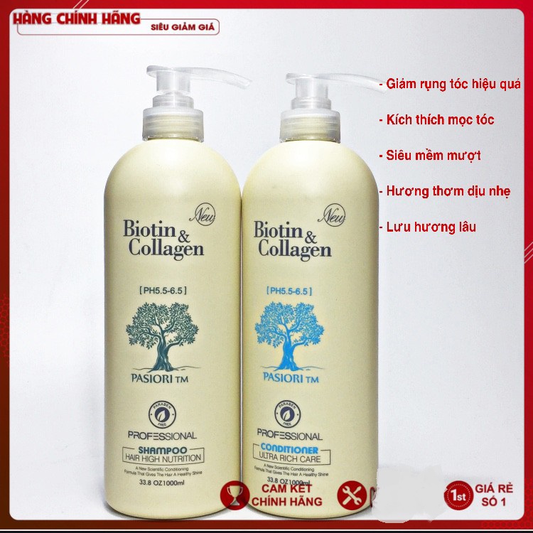 Cặp gội xả BIOTIN COLLAGEN CẤP ẨM LÀM MƯỢT TÓC – MỖI CHAI 1000ml