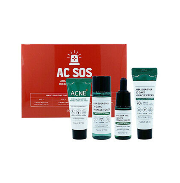 Bộ Chăm Sóc Da / Set 4 Món Giảm Mụn Aha - Bha - Pha 30 Days Miracle Ac Sos Kit