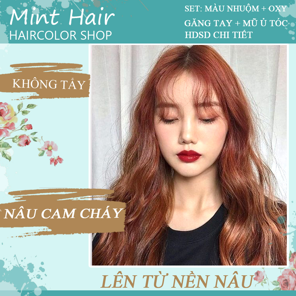 [Hcm]Kem Nhuộm Tóc Tại Nhà Thảo Dược Nâu Cam Cháy - Nhuộm Từ Nền Nâu - Không Tẩy - Tặng Oxy