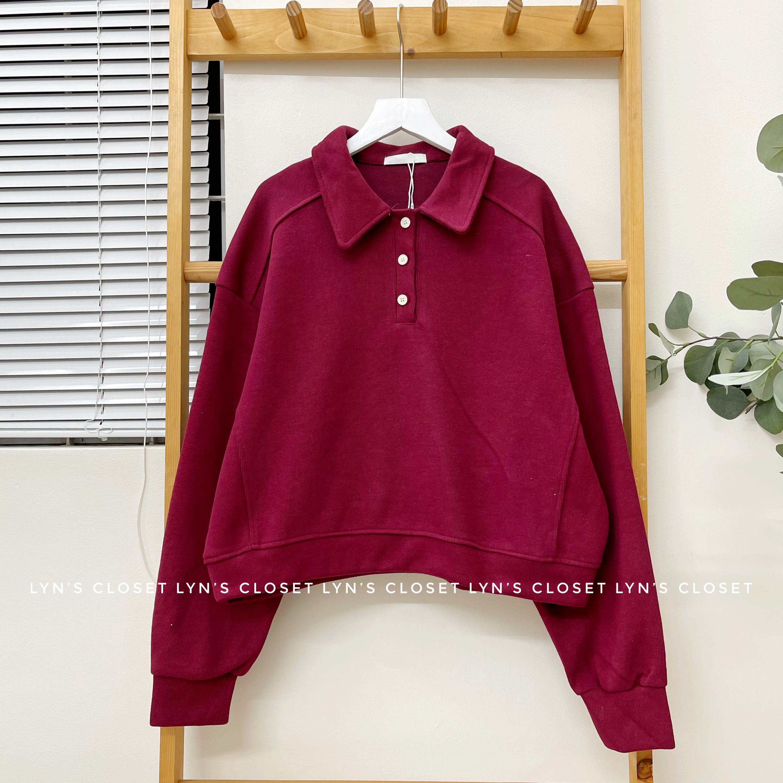 Áo Sweater cổ polo 3 nút gài freesize có 6 màu - Lyns Closet