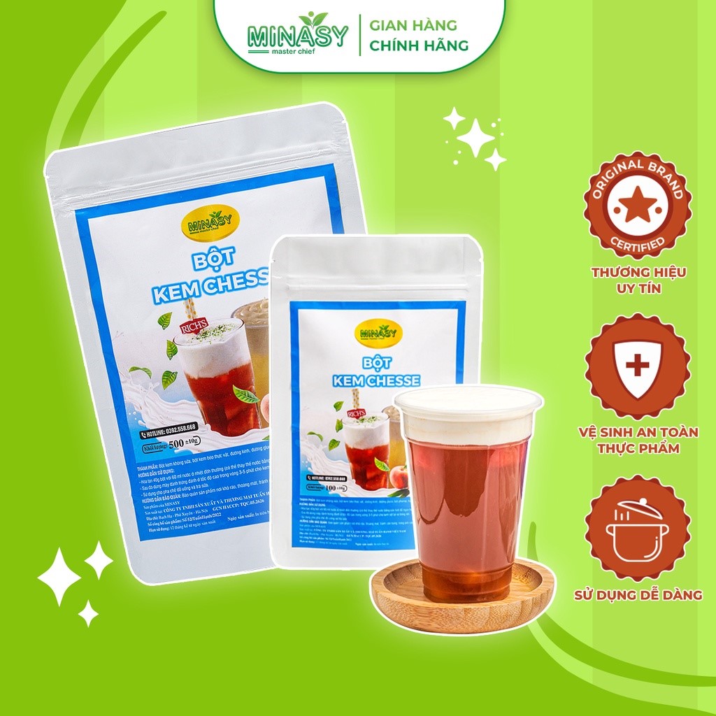 Bột kem cheese phomai sánh mịn thơm béo phủ trà sữa Minasy