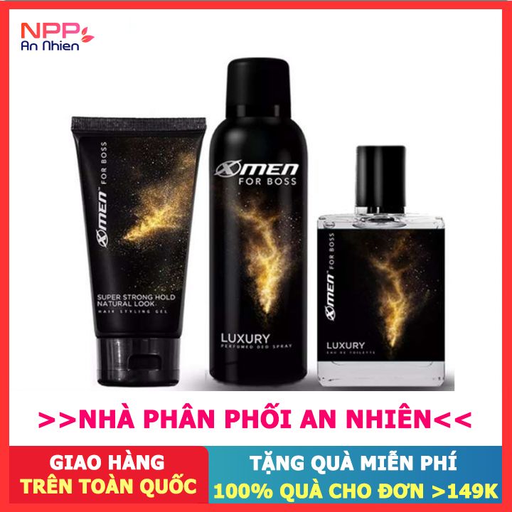 Combo Nước Hoa Xịt Khử Mùi Và Gel Vuốt Tóc X - Men For Boss Luxury (150G+150G+50Ml) - Npp An Nhiên