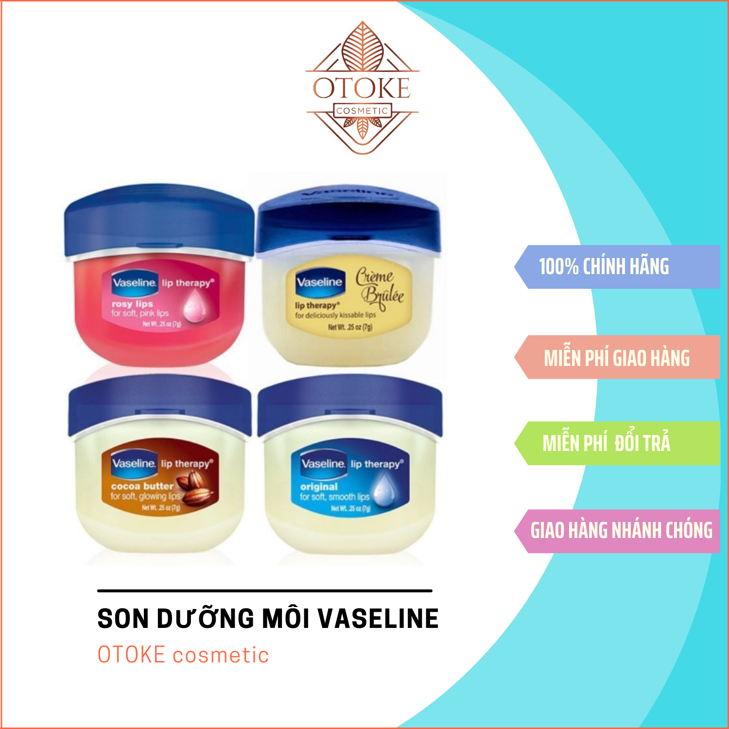 Son Dưỡng Môi Cả Ngày Lẫn Đêm Vaseline Lip Therapy 7G Sản Xuất Tại Mỹ