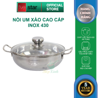 Nồi lẩu um xào 3 đáy sandwich inox 430 Fivestar Standard nắp kính size 24cm  26cm  28cm  30cm  tặng 1 vá canh