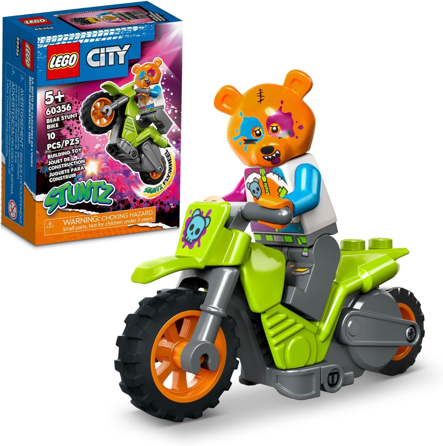 Đồ chơi Lego xe máy chạy bằng bánh đà LEGO City Stuntz Cyber Stunt Bike 60358 Flywheel-Powered Motorbike Toy to Perform Jumps and Tricks