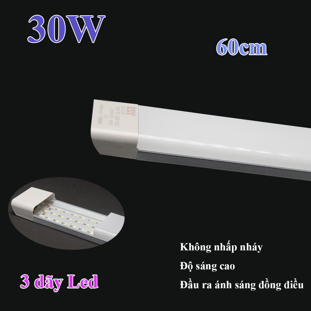 Đèn Led 1.2m Đèn Led bán nguyệt cao cấp 60cm/30w 1.2m/45w 65W 85W siêu sáng tiết kiệm điện Ánh sáng Trắng