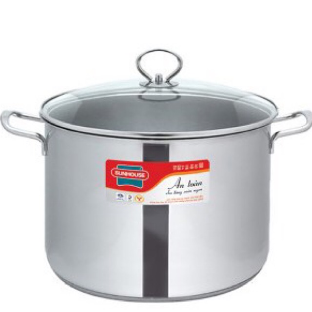 Nồi luộc gà inox 3 đáy sunhouse SH28LG Nồi inox 430 đáy từ size dùng cho tất cả các loại bếp Bếp Sun